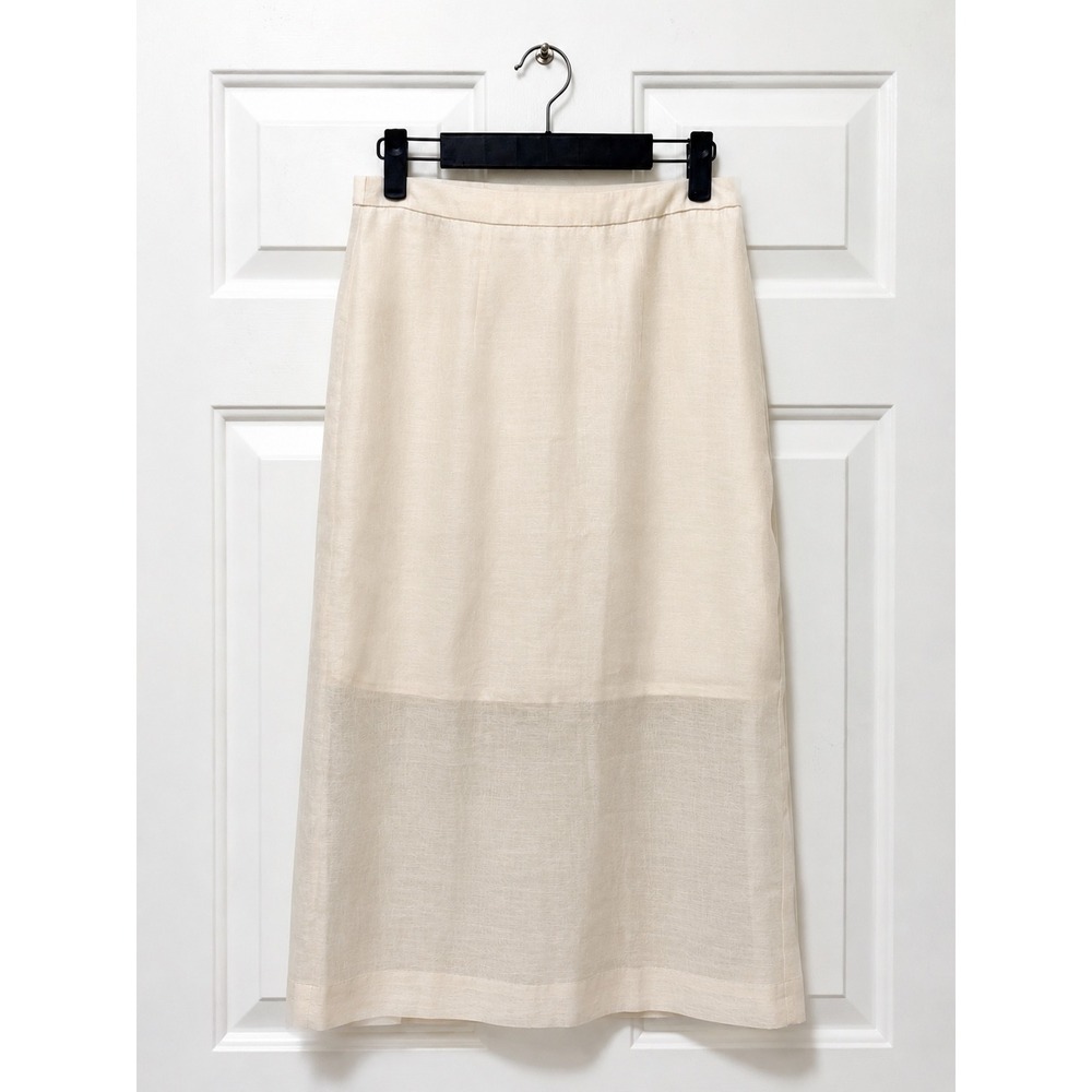A New Day Cream Sheer Hem Midi Skirt Recycled Polyester Cream Size 2 E78E76